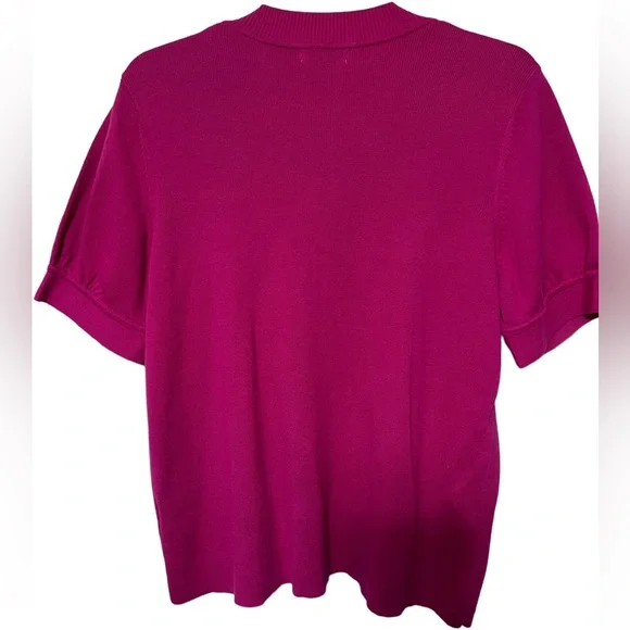 Hampshire Studio Barbie Pink Short Sleeve Cardigan Sweater size L - Picture 2 of 6